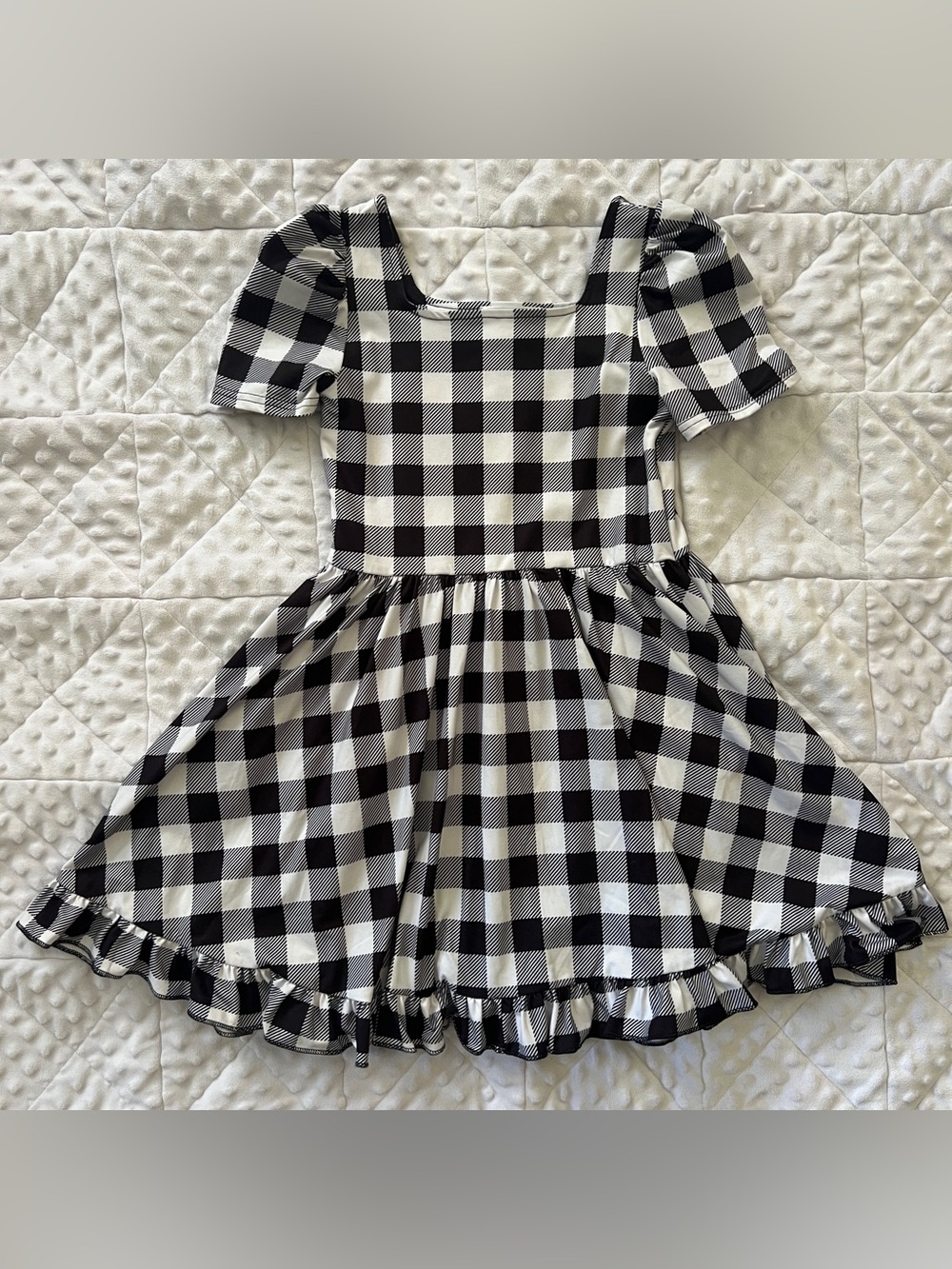 LSC/Girlhood Black & White Buffalo Check Mod Twirl Dress